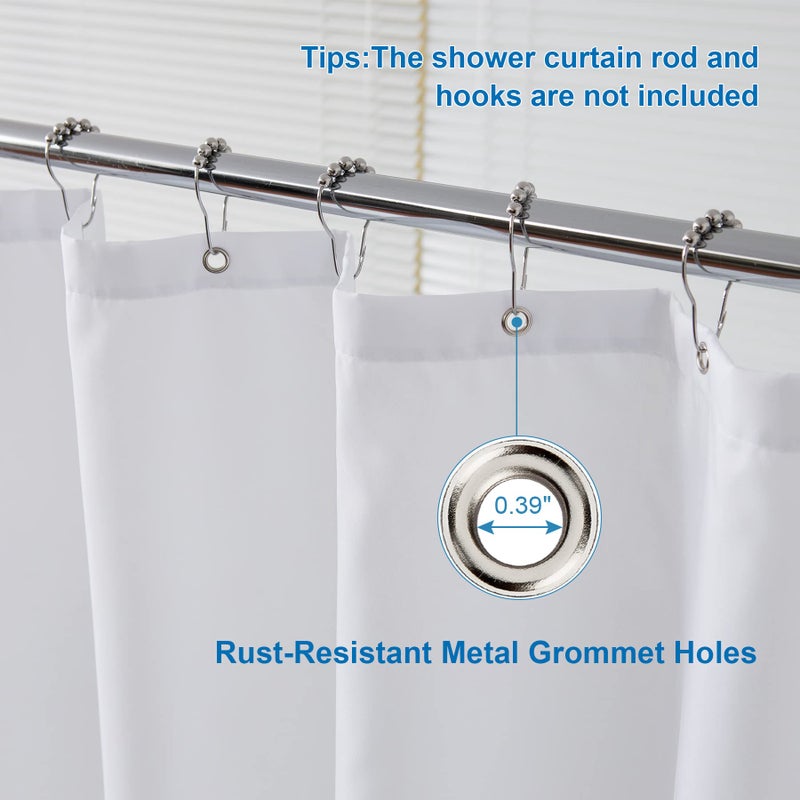 Amazer Small Stall Shower Curtain Liner Washable, 36 x 72 Inches, Fabric Shower Liner with 2 Bottom Stones, Narrow Waterproof RV Shower Curtain Liner, 6 Grommet Holes, Hotel Quality, White - Image 4